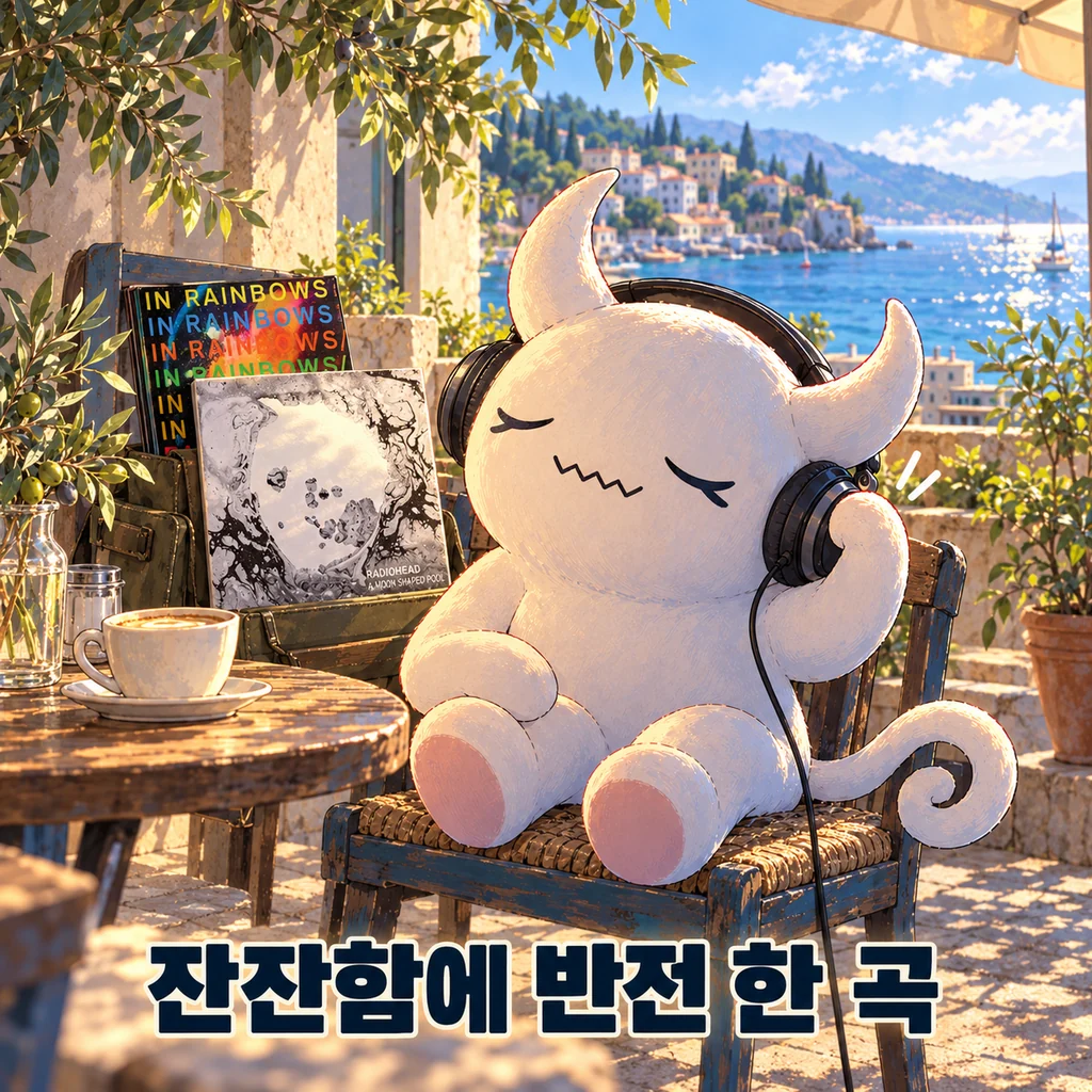 잔잔함에 반전 한 곡 - 잔잔한 바다 테라스에서 음악을 듣는 미노타우르스